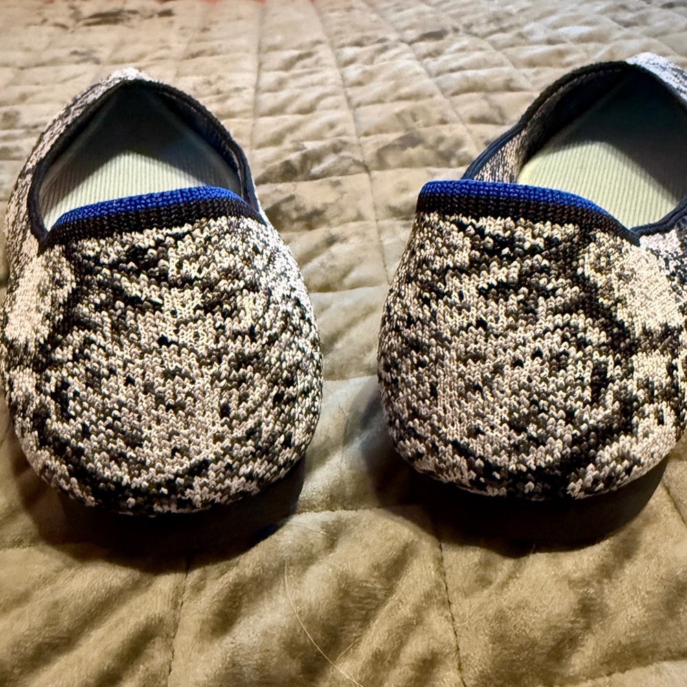 Rothy's Black & White Python Pointed Flats with B… - image 3